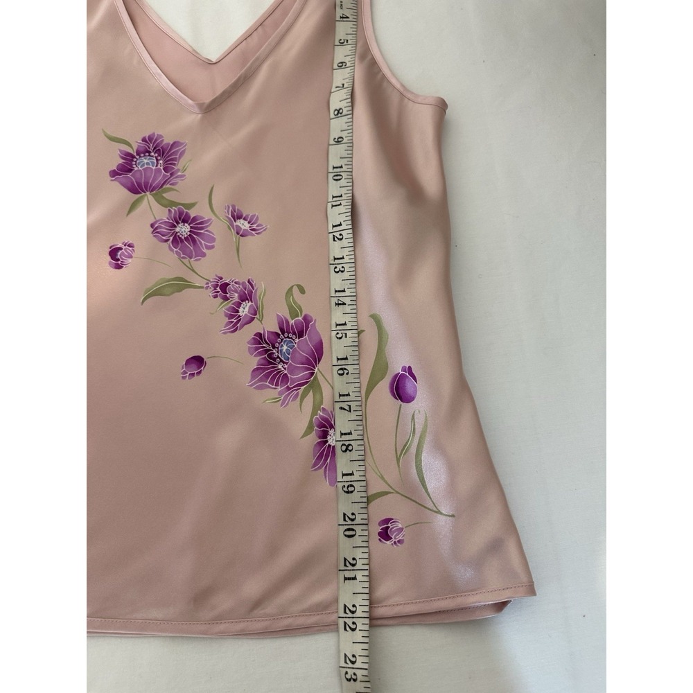 Vintage 90s Y2K Pink Floral Shiny Satin Tank Size S Dainty Coquette Fairycore - Picture 7 of 7